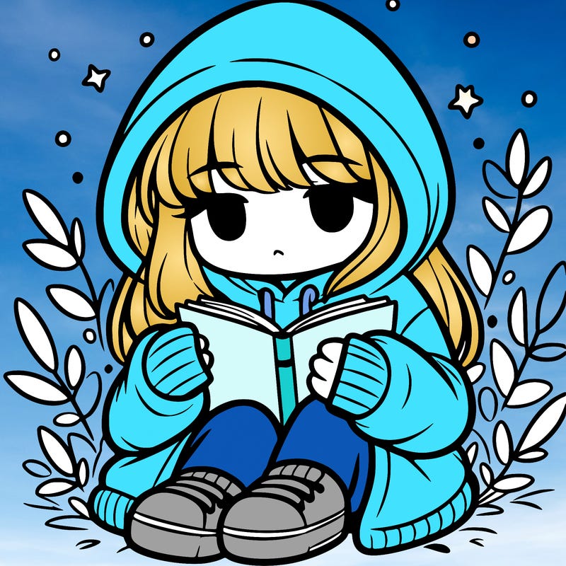 girl in oversized hoodie reading a book