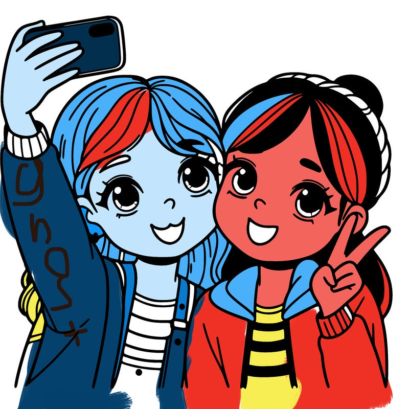 two best friends taking a selfie