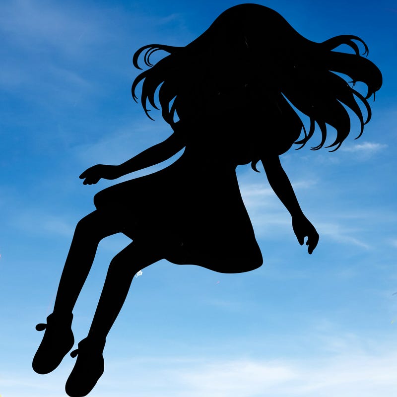 realistic girl floating