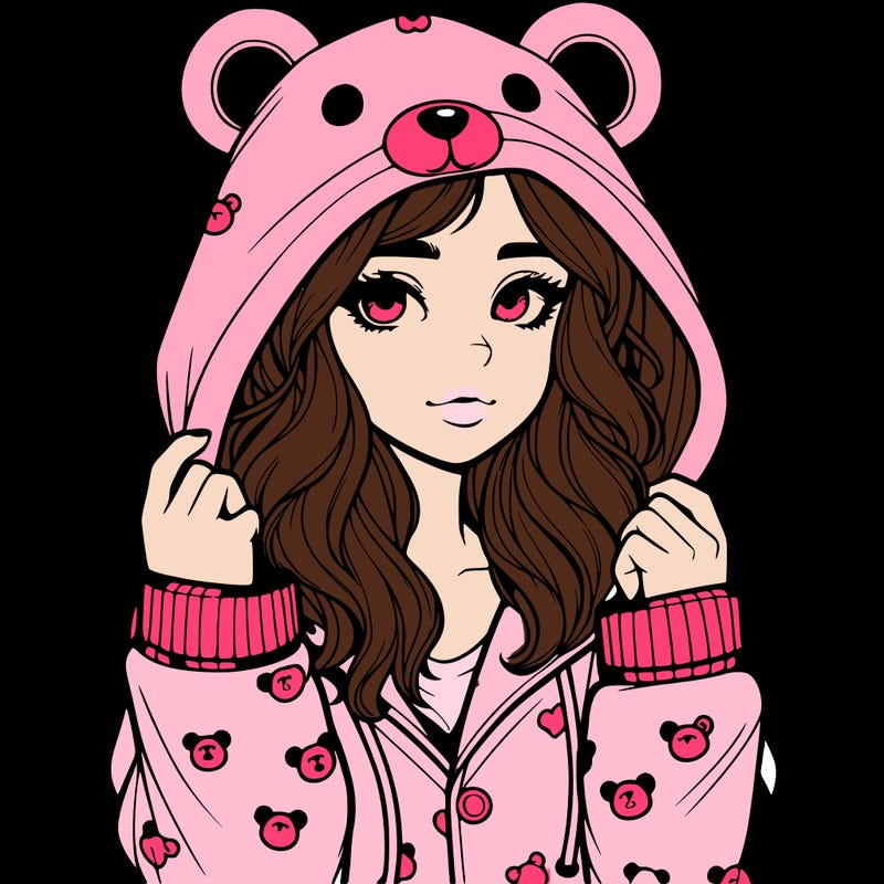 realistic girl in a animal pjs hoodie