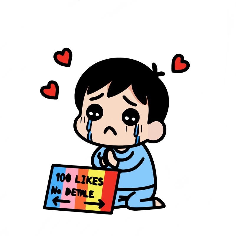 sad person begging for 100 likes