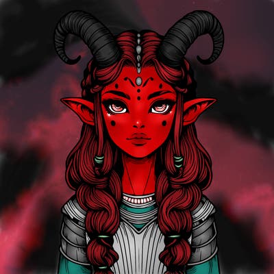 realistic alien girl with horns