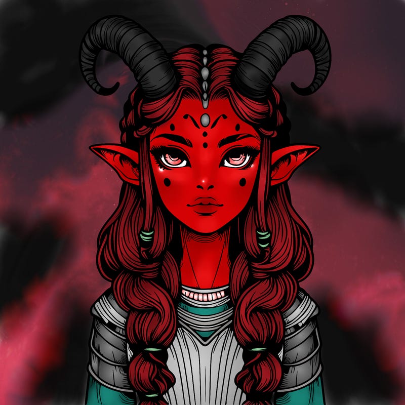 realistic alien girl with horns