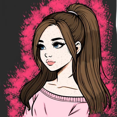 realistic girl with a high ponytail
