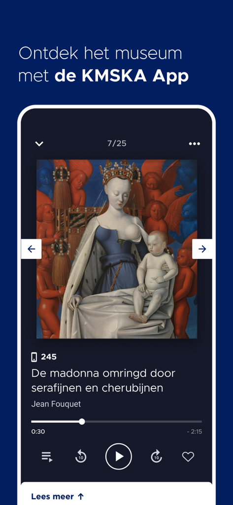 KMSKA mobile app interface showing an audio guide for a classic painting