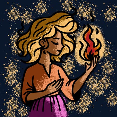 woman with fire