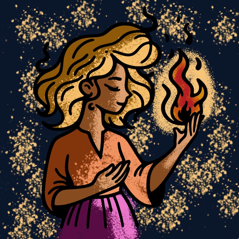 woman with fire