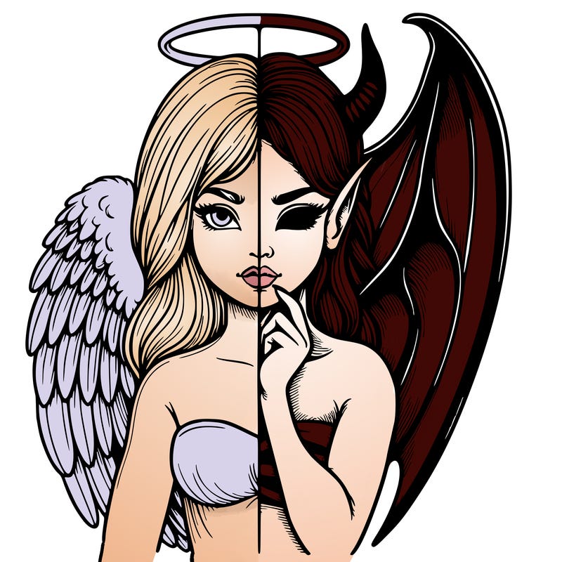 realistic angel half demon