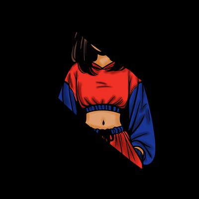 realistic girl faceless with baggy pants and a crop top