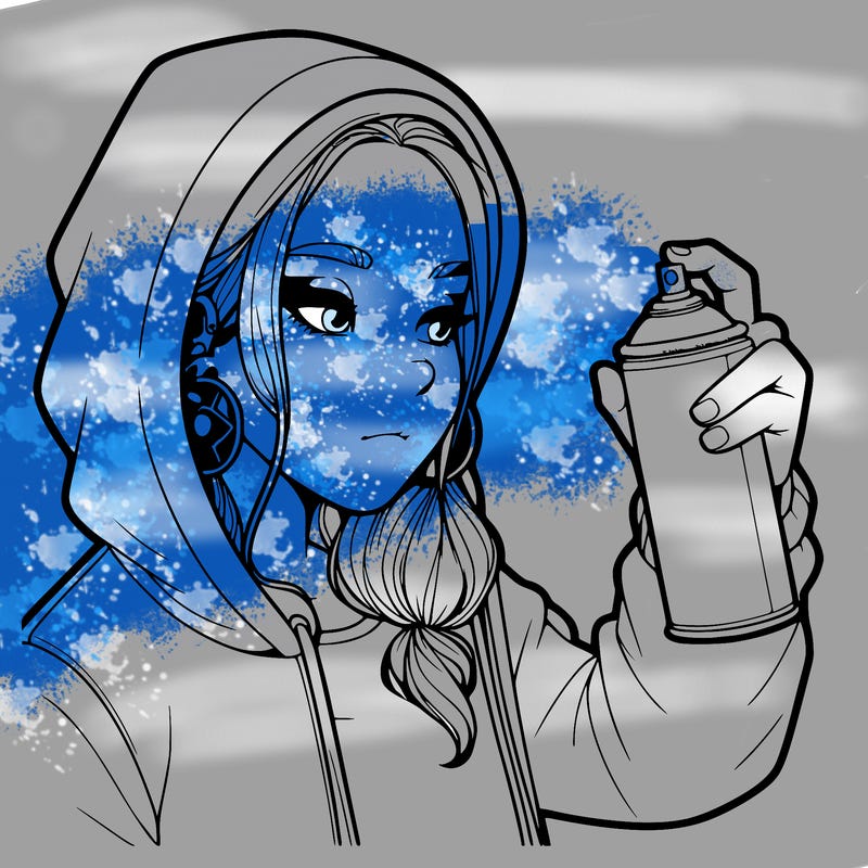 a realistic girl, spray painting