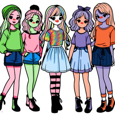 a group of five girls