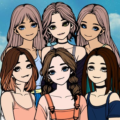 a group of girls realistic
