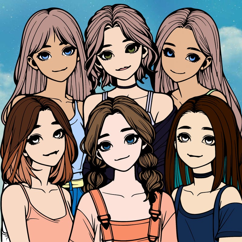 a group of girls realistic