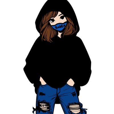girl wearing hoodie and ripped jeans, realistic