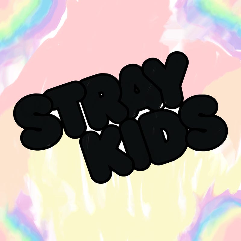 bubble letters saying stray kids