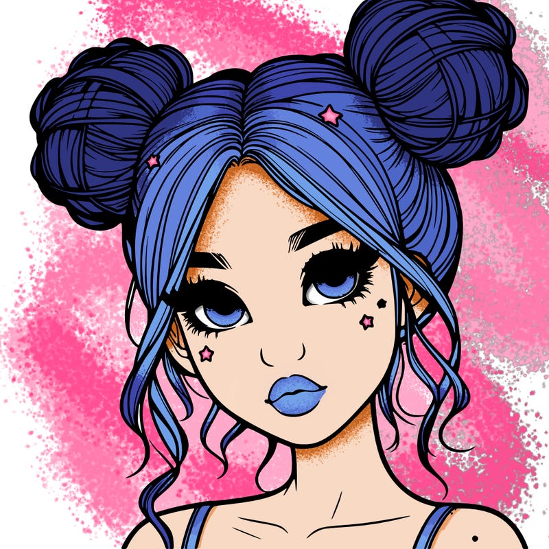 realistic girl with space buns