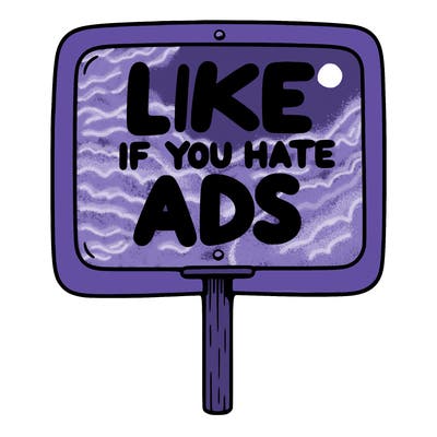 a sign that says like if you hate ads