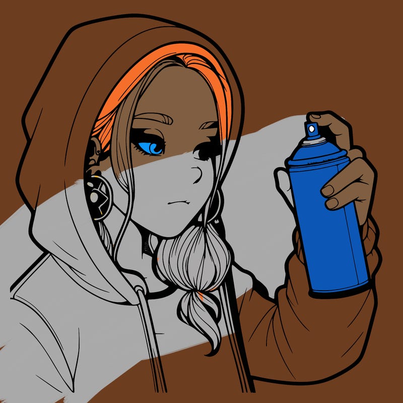 a realistic girl, spray painting