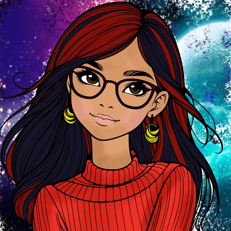 realistic girl with glasses