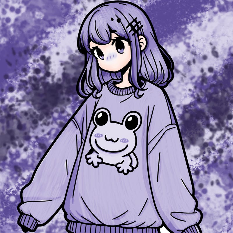 girl wearing frogging sweatshirt