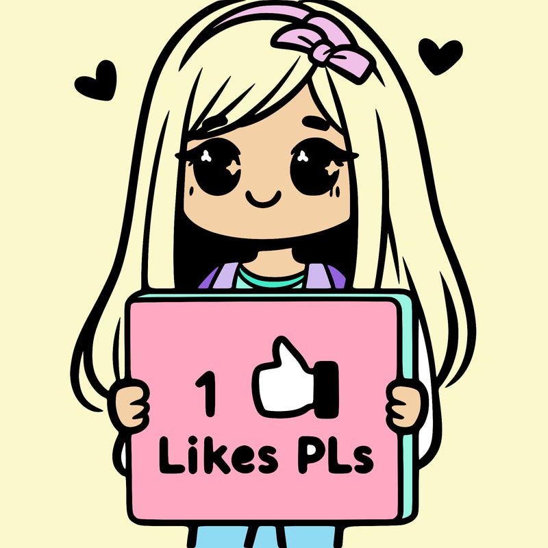 girl holding a sign saying 10 likes pls