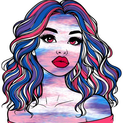 realistic girl with wavy hair and lips