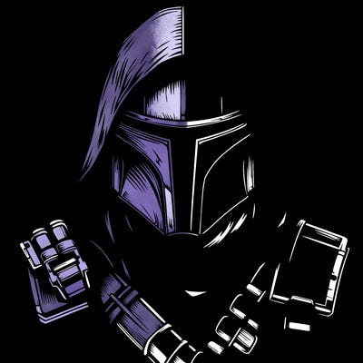 realistic warrior bounty hunter with mask and hood on