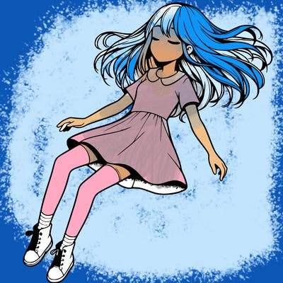 realistic girl floating