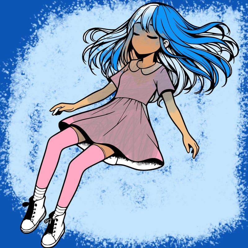 realistic girl floating