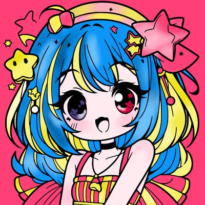 cute anime girl with star accessories