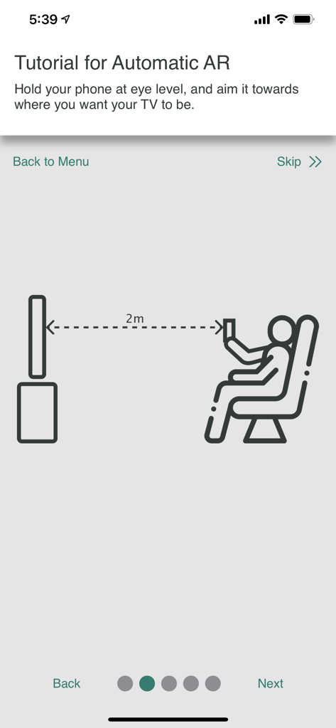 Illustration of a person using augmented reality to measure distance for a TV