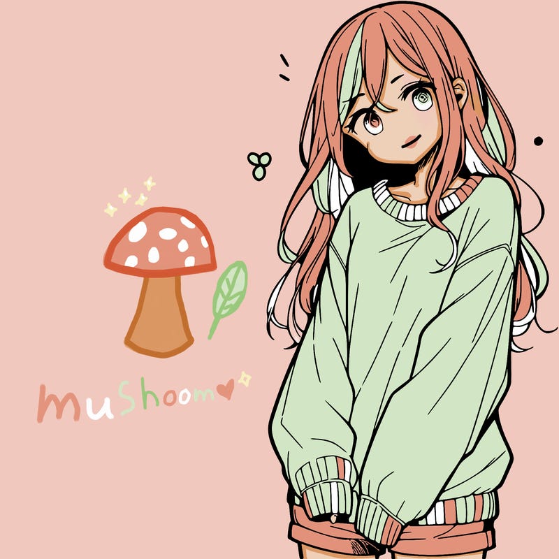 manga teen girl  in a sweater and baggy pants