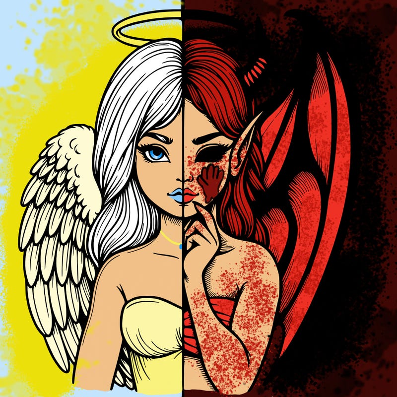 realistic angel half demon