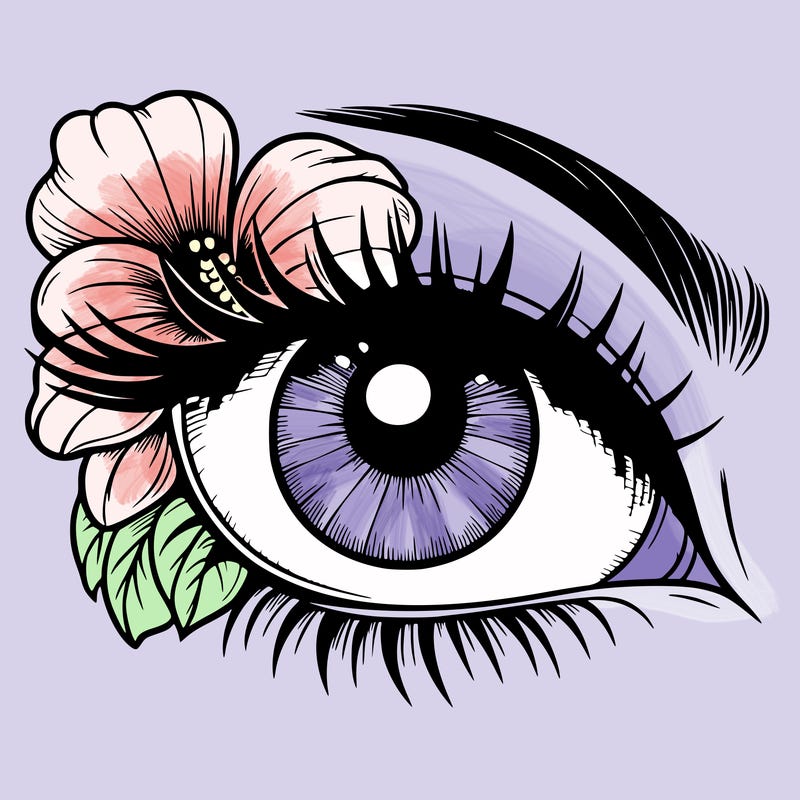 realistic eye with flower