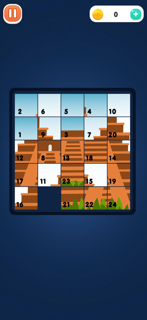 Fun Offline: No Internet Games - Un puzzle scorrevole numerato con un'immagine di piramidi antiche in un gioco mobile offline.