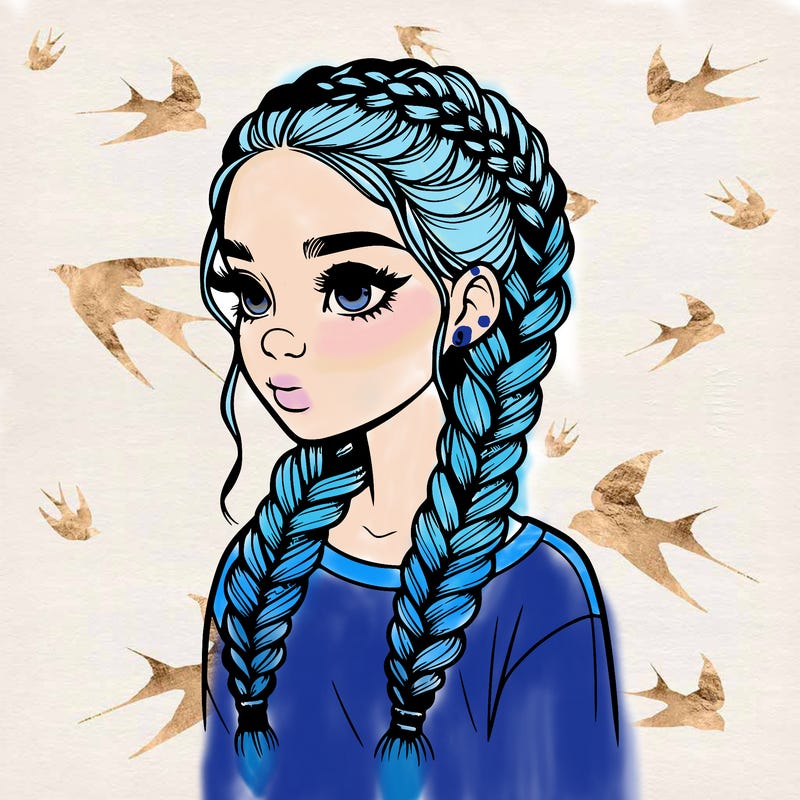 realistic girl with braids