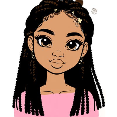 a realistic black girl with braids