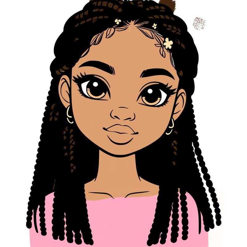 a realistic black girl with braids