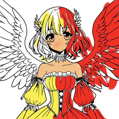 manga woman with large wings