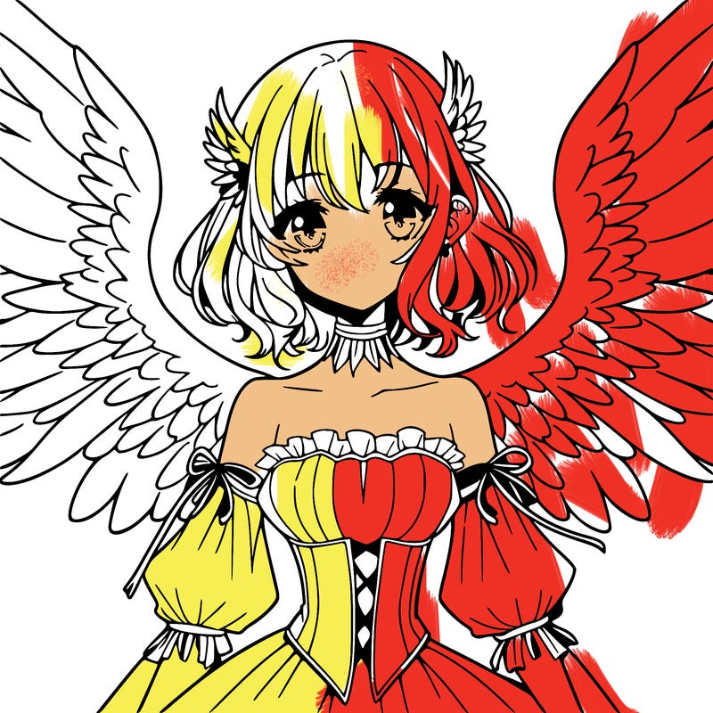 manga woman with large wings