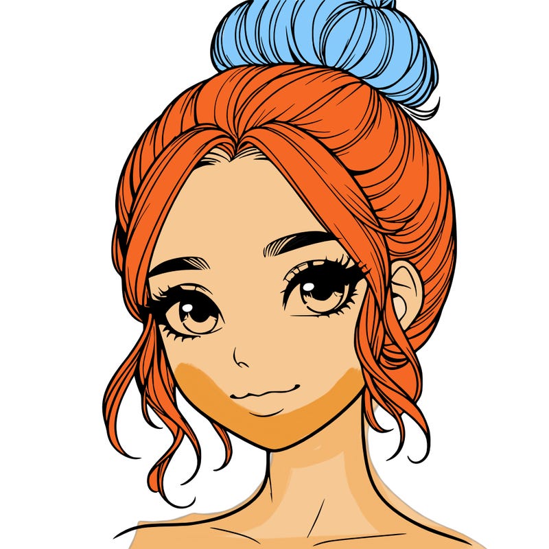 realistic pretty girl with hair in bun