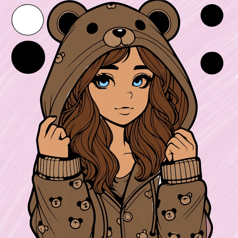 realistic girl in a animal pjs hoodie