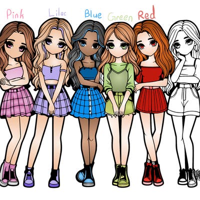 a group of girls realistic