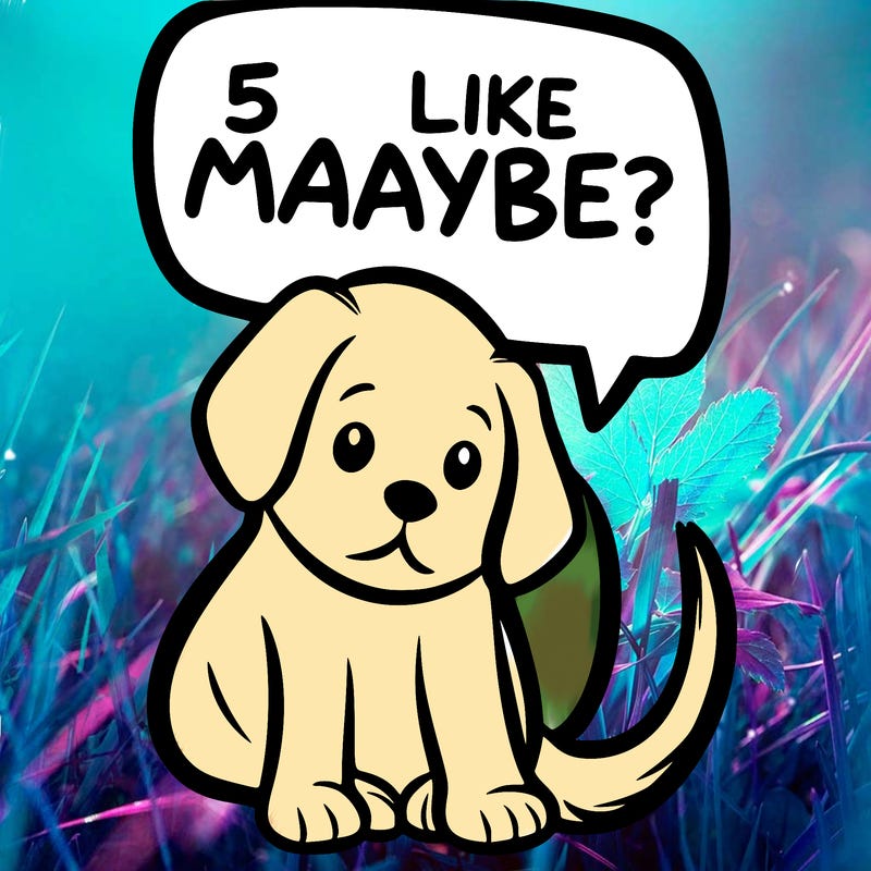 a puppy that says 5 like maybe