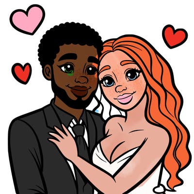 black man and white women in love realistic