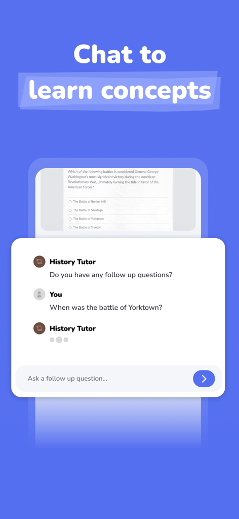 AI tutor chat interface for learning academic concepts in the Coursology app
