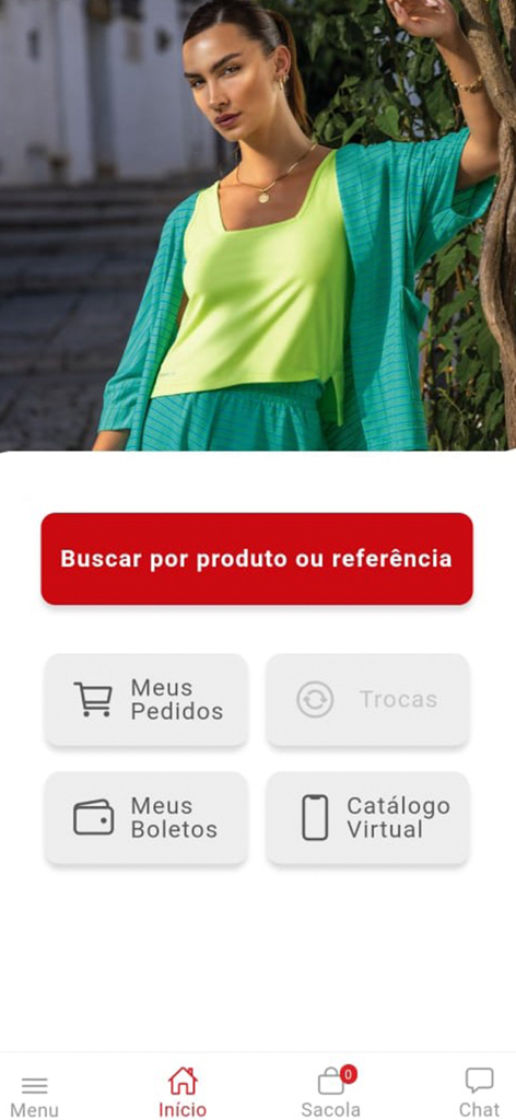 Startbildschirm der Dicorpo-App für Wiederverkäufer von Fitnessbekleidung mit Produktsuch- und Verwaltungstools.