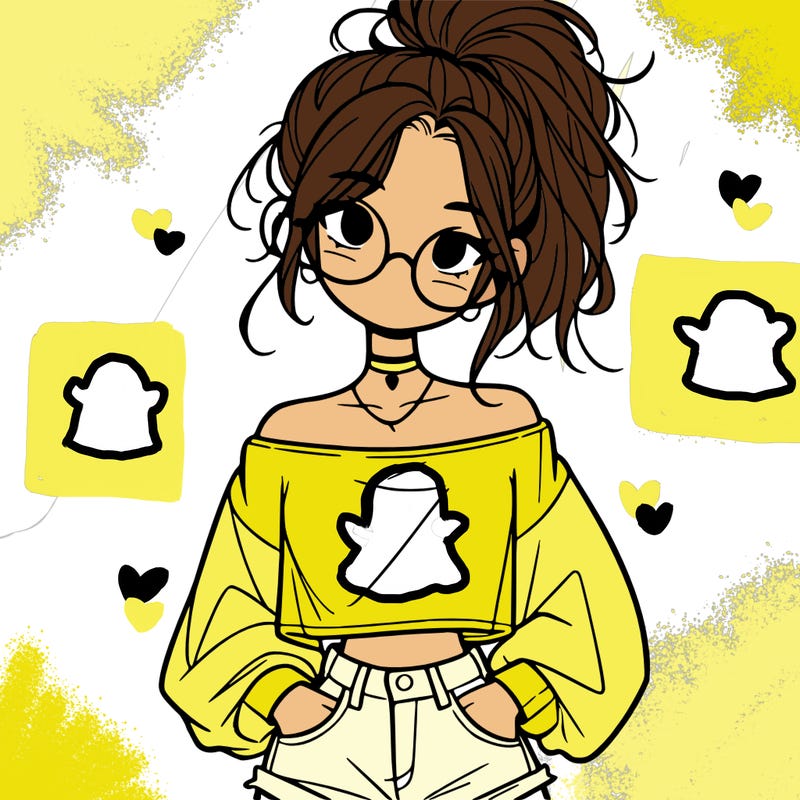 girl with a messy ponytail glasses a baggy crop top and jean shorts