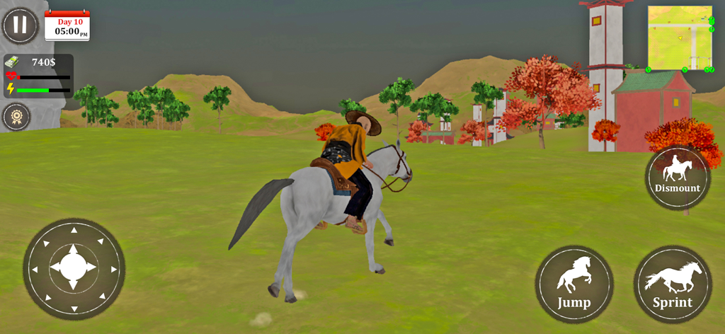 Samurai Warrior Fighting Games - A samurai warrior riding a white horse in an open world landscape within the game