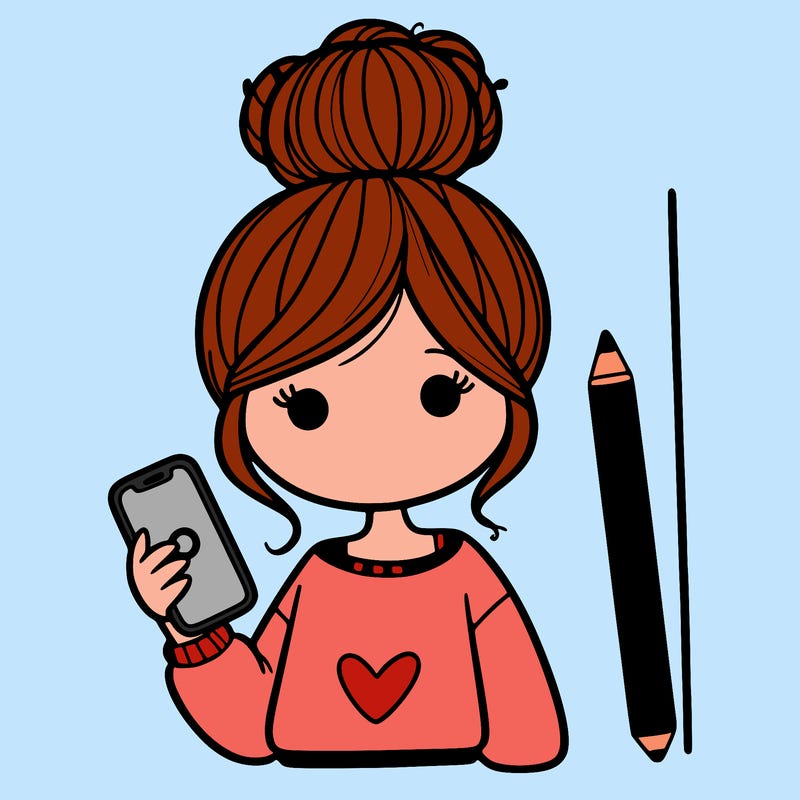 a girl that has a bun and a phone